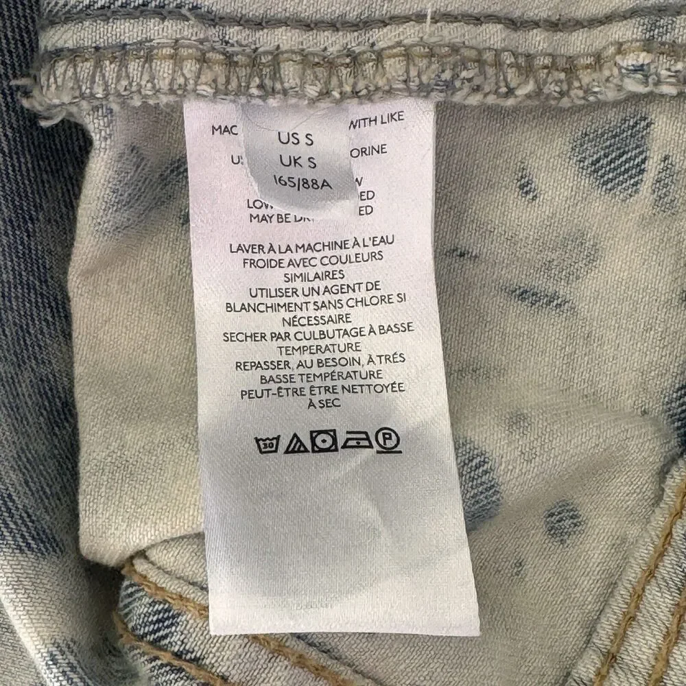 Free People Small Rumors Jean Jacket Button-Up Jones Tie-Dye Long Sleeve Pockets